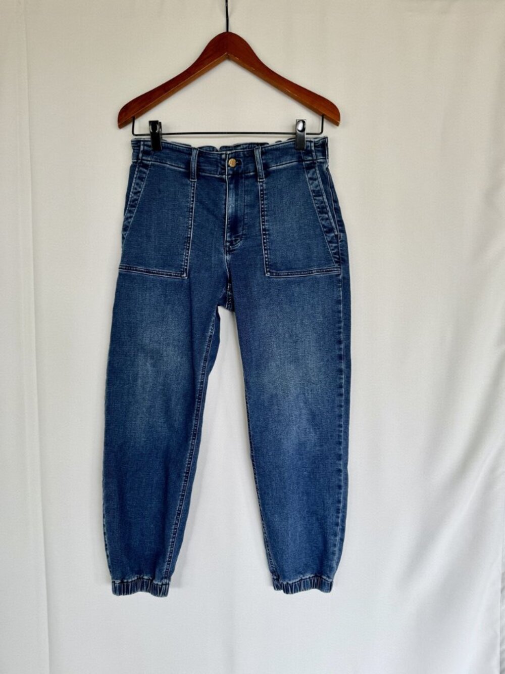 J. Crew Factory Utility Signature Med Blue Stretch+ Denim Jogger Jeans Size 30 - Picture 3 of 12
